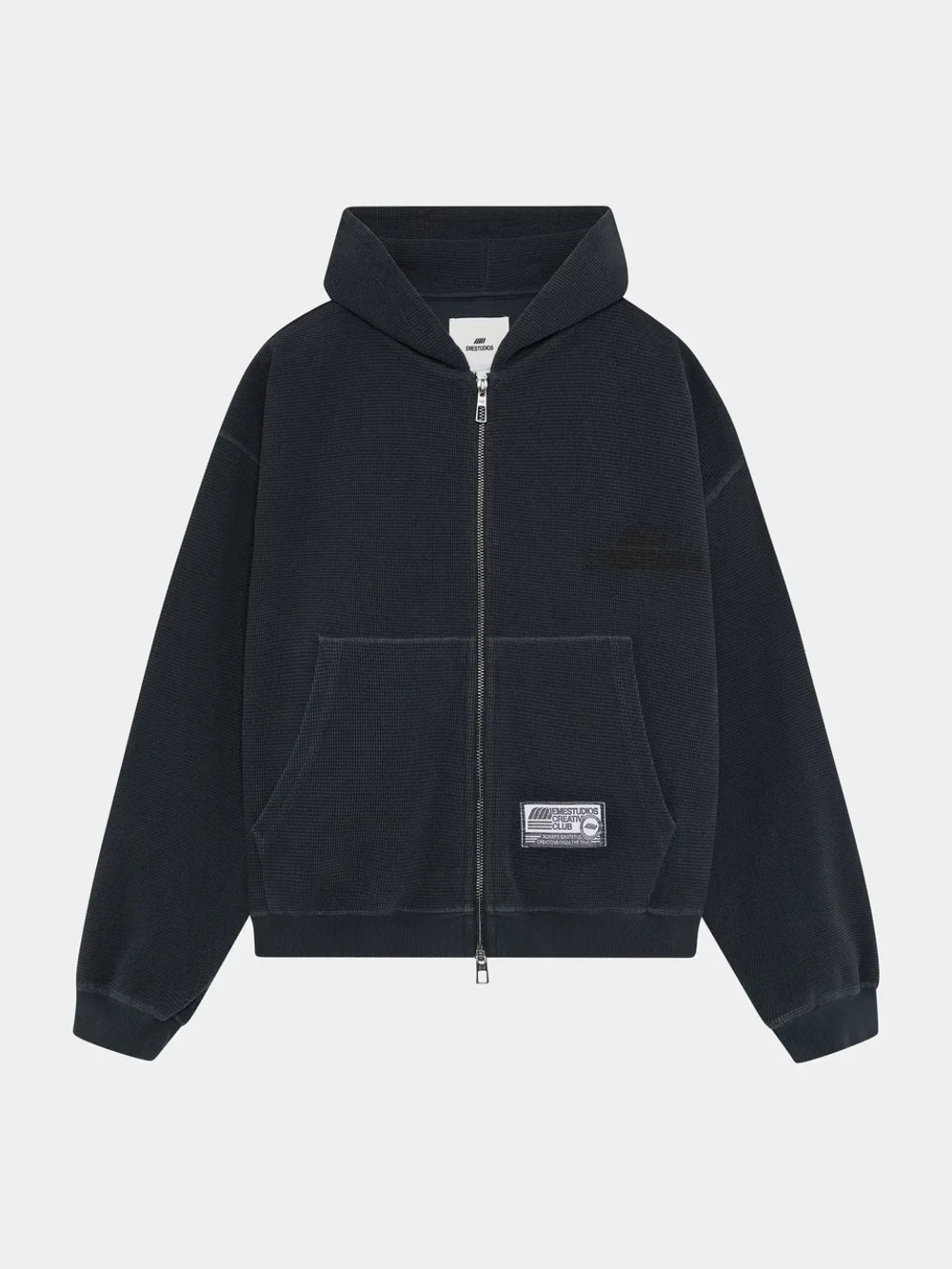 Emestudios Waffle Navy Croped Boxy Full Zip